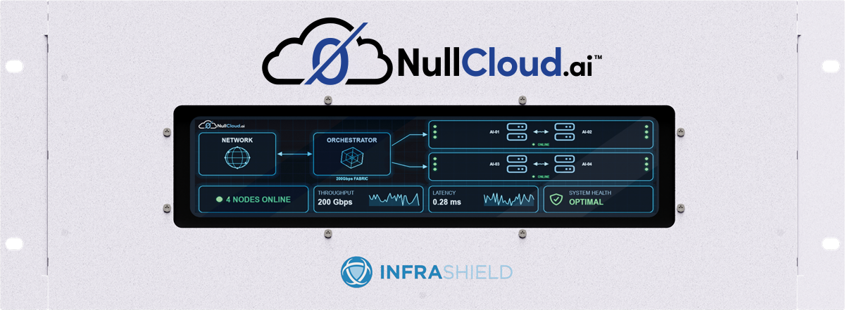 InfraShield NullCloud.ai™ 4U rackmount local AI appliance, front view